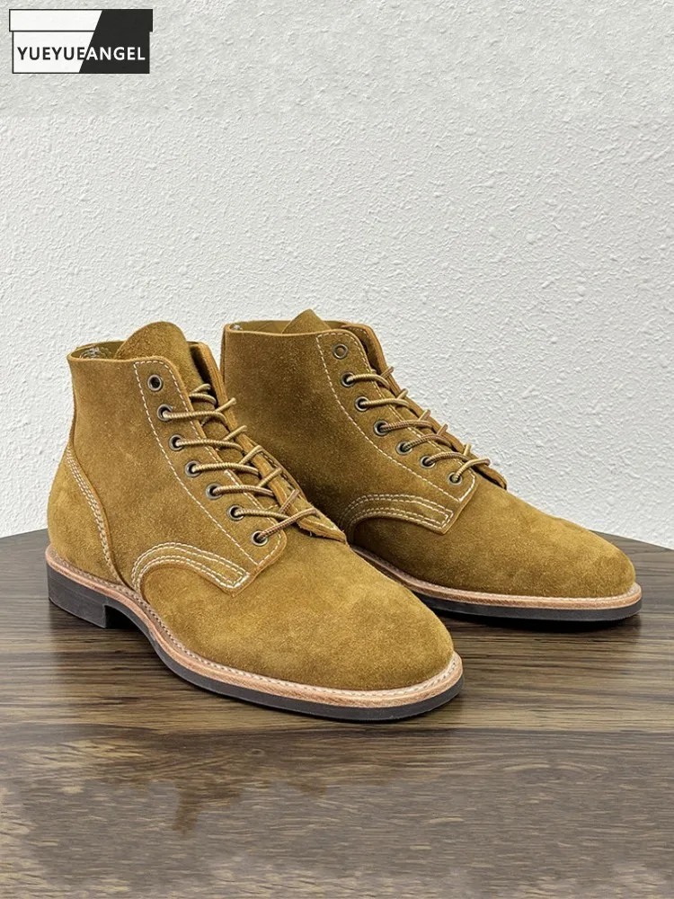 

Индивидуальные мужские ботинки из коровьей замши на 30 дней гарантии, удобные, с круглым носком, на шнуровке, низкие, классические мотоциклетные дезерт-ботинки