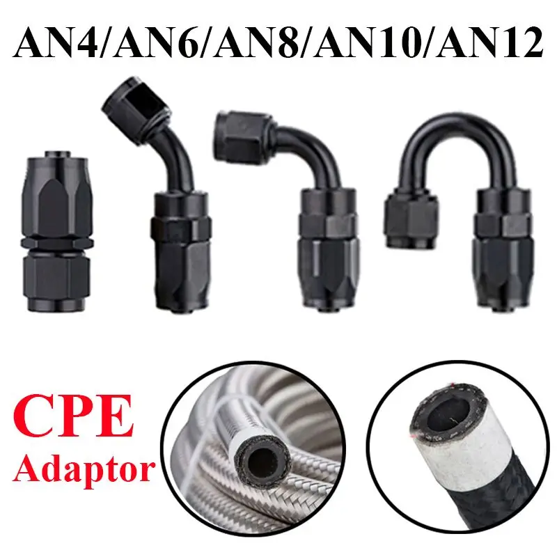 

Universal AN4 AN6 AN8 AN10 AN12 Straight 45 90 120 180 Degree Car Oil Fuel CPE Swivel Hose End Fitting Oil Hose End Adaptor