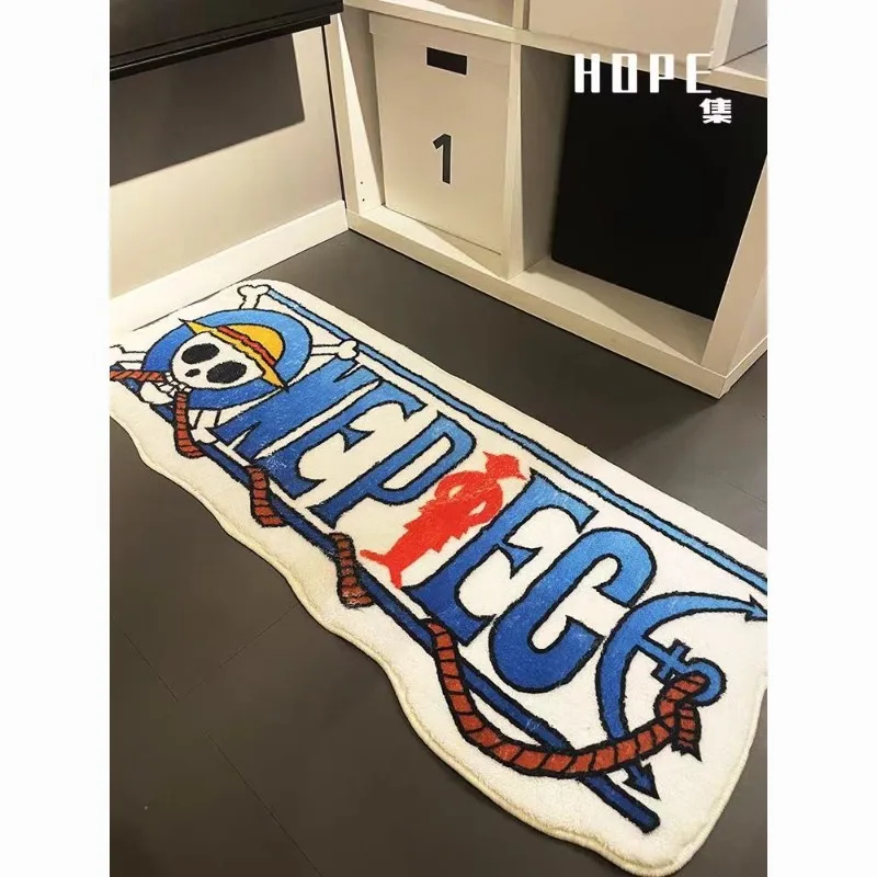 

Cartoon Anime One Piece logo Carpet luffy Furry soft Irregular Thickened Bedroom Living Room Door Mat Bedside floor mat