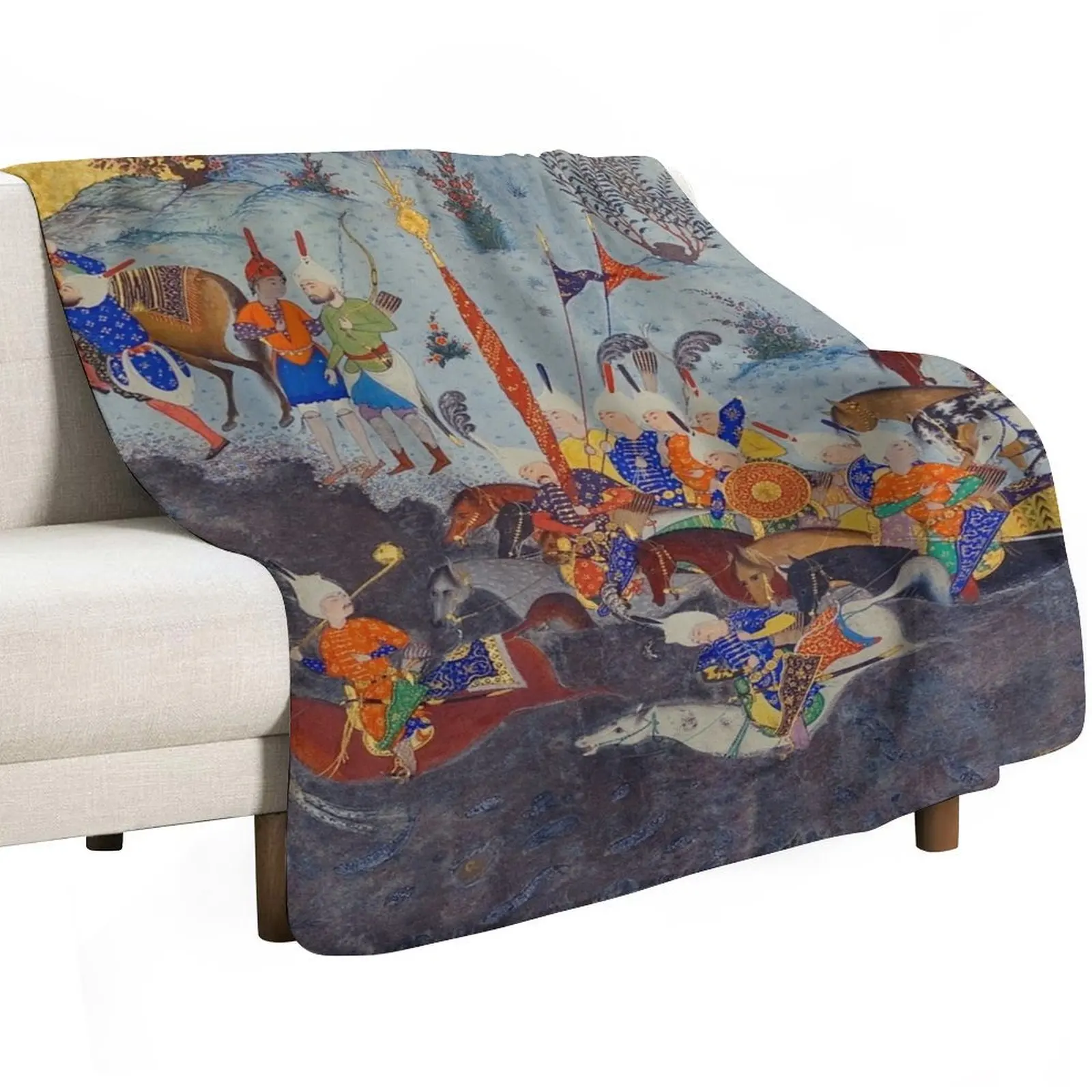 The Story of Fereydoun Crossing the Tigris Throw Blanket Bed Fashionable Soft Big Soft Plush Plaid Designers Baby Blankets