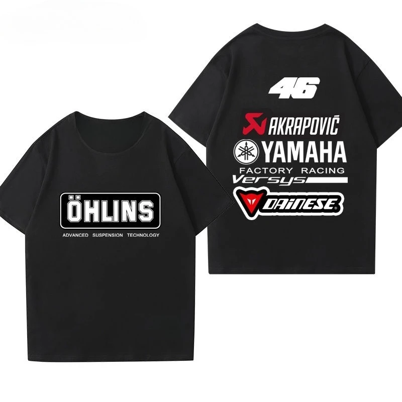 الصيف ياماها العصرية الترفيه دراجة نارية قصيرة الأكمام تي شيرت الرجال والنساء Crewneck تي شيرت أسفل قميص دراجة الرياضة