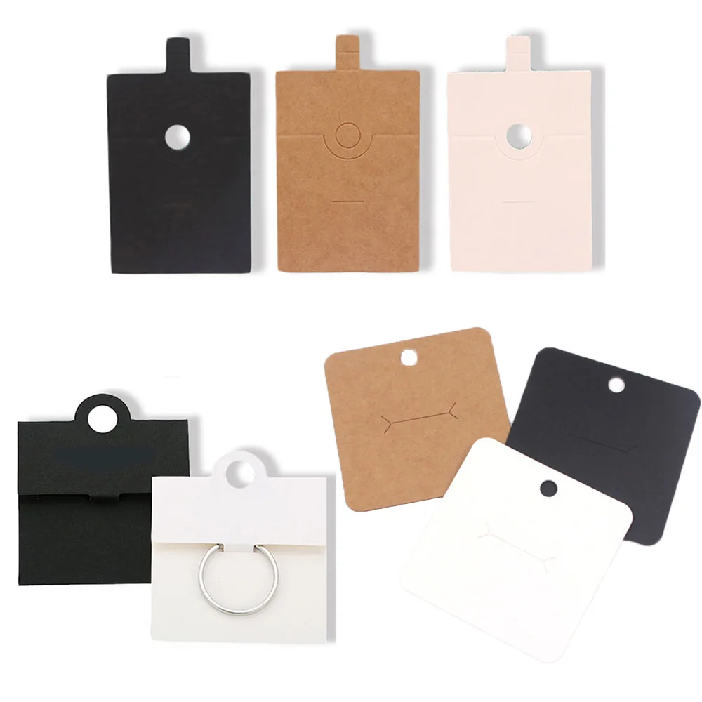 

100pcs Jewelry Hang Tags Black White Kraft Paper Cards Label for DIY Jewelry Making Finger Ring Display Storage Holder Card