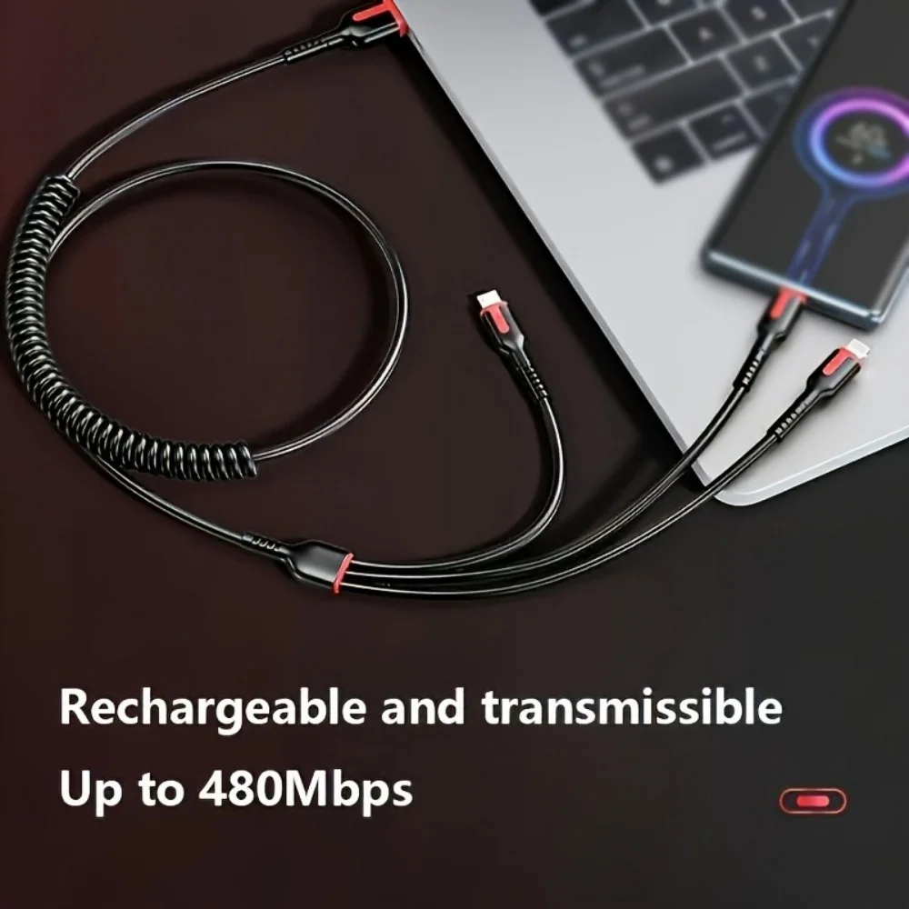 3 In 1 66W USB Cable Fast Charging Data Cable USB A To Type-C For iPhone 15 14 Pro Max Xiaomi Samsung Huawei Mobile Phone Cable