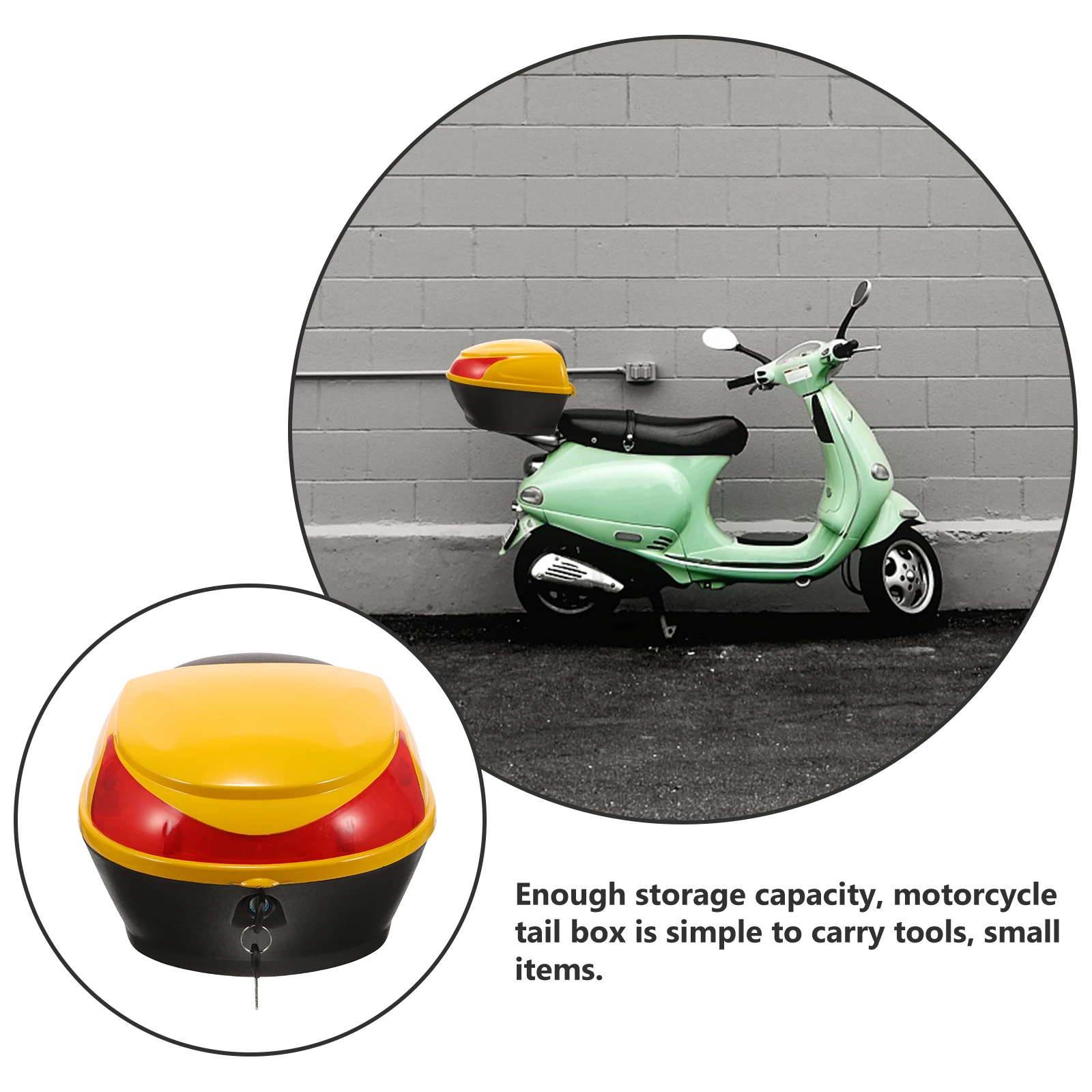 

1PC Yellow Motorcycle Tail Box Sturdy Plastic Storage Toolbox for Scooter Rear Carrier Luggage Rack Large Capacity Easy