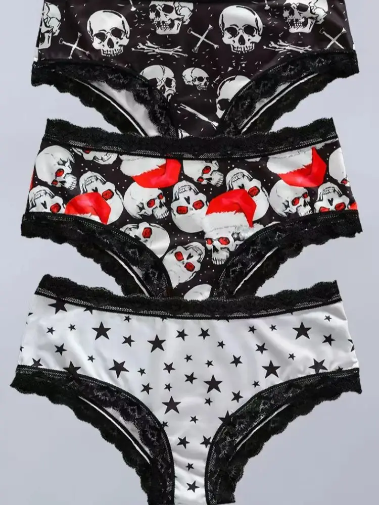 4-teilige Damenhöschen, sexy Spitzenhöschen, modische und bequeme Weihnachtsshorts für Mädchen, weibliche Unterhosen – Detail 2