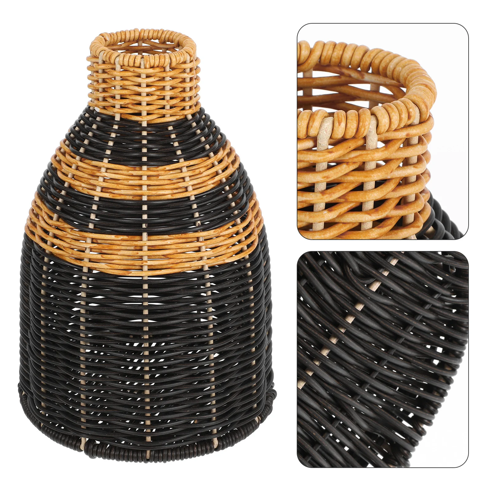 

Plastic Rattan Woven Vase Iron Material Decorative Flower Arrangement Rustic Home Office Balcony Decor Pastoral Style