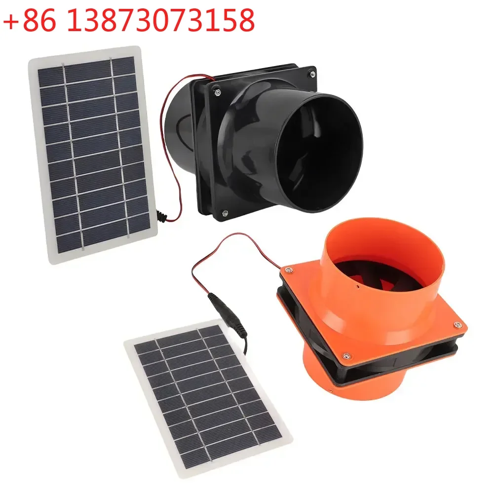 10W 12V Solar Powered Exhaust Fan For Round Pipe ABS Solar Panel Ventilation Fan Kit For Pet House Chicken Coop RV Greenhouse