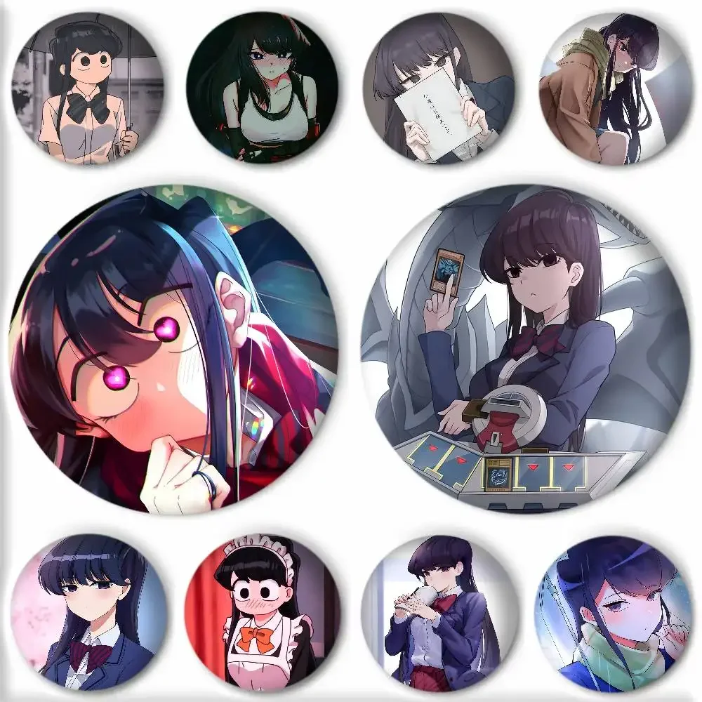 Anime Komi Cant Communicate Cute Girl Komi Shouko Badges Round Cosplay Pin Bag Decor Fans Collect Friends Gifts Brooch Souvenir