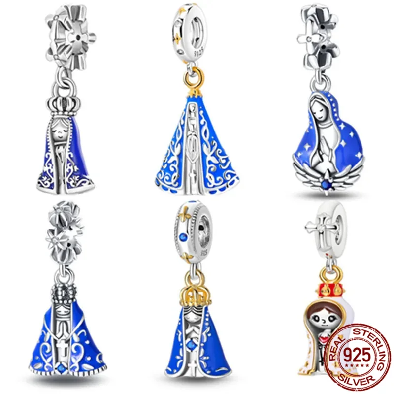 

Charm Fit Pan Original Bracelets Virgin of Guadalupe Nossa Senhora Aparecida Dangle Jewelry Making S925 Sterling Silver