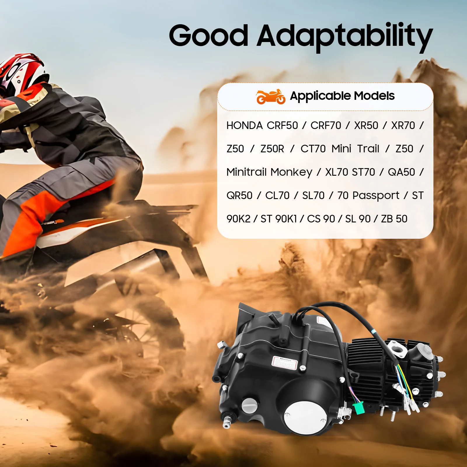 110CC محرك المحرك عدة المحرك مع ركلة البداية المكربن 4 سرعة محرك استبدال عدة لهوندا CRF50/CRF70/XR5