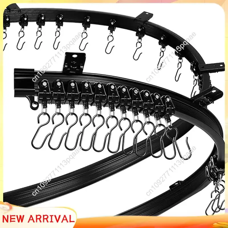 

N84R 2X Flexible Bendable Curtain Track, Ceiling Wall Mounted, Black Curved Heavy Duty RV Sliding Curtain Track 5Meter