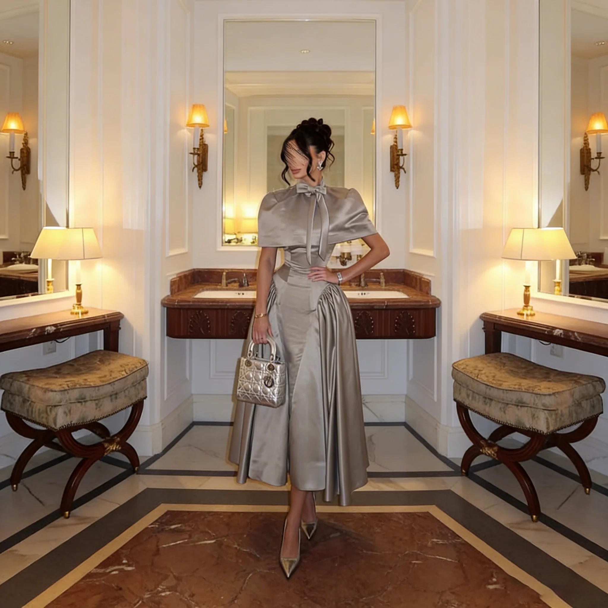 

Modest Grey Women Evening Dresses A Line O Neck Long Formal Wedding Gowns Simple Soft Stain Vestido de Fiesta Customized