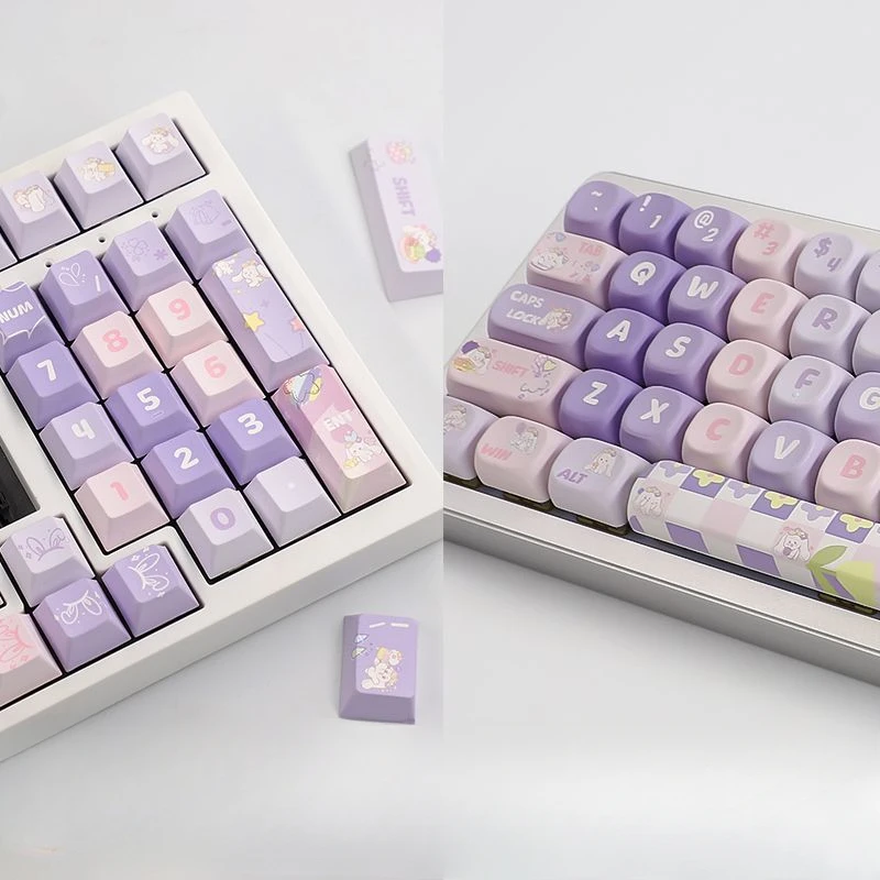 139 Keycaps Dream Big-Eared Rabbit Purple Keycaps Cherry Noa Pbt 68/75/98/108 Small Complete Set Of Mechanical Keyboard Keycap