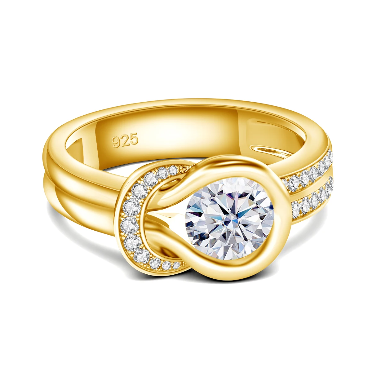 Mit Zertifikat Schleifenknoten Moissanit-Ring für Damen Hochzeitsband 7mm 1,2ct Verlobungsschmuck Luxusmarke Brautgeschenk Trendig – Detail 4