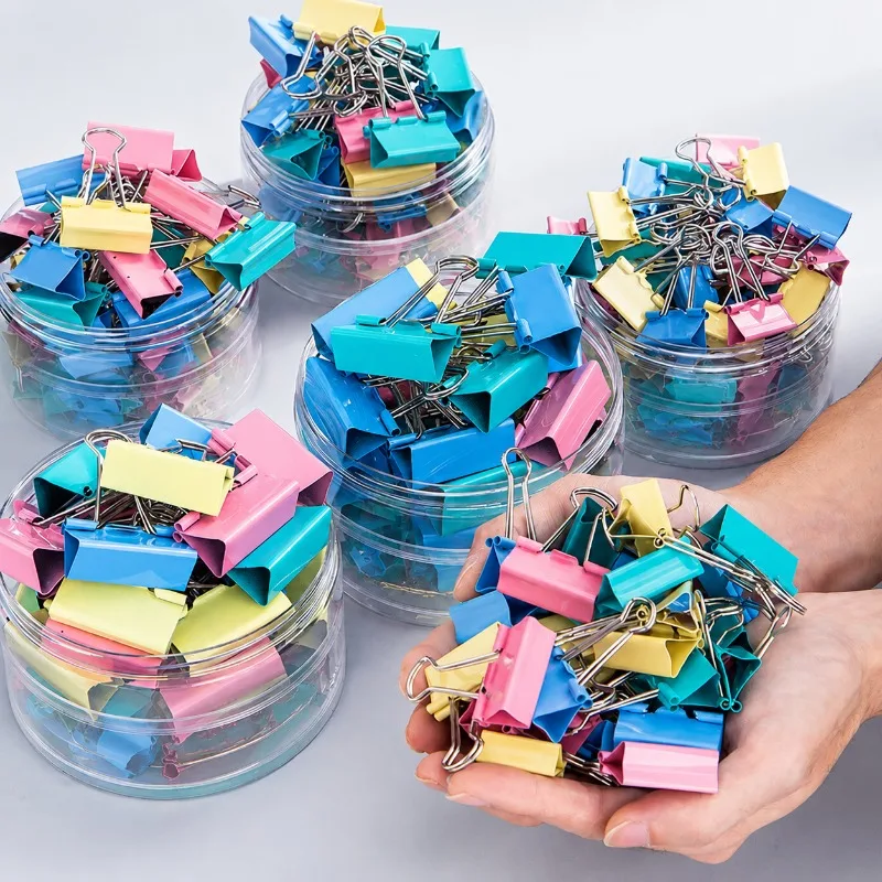 40PCS/Set Long Colorful Metal Binder Clips, Assorted Sizes Office Paper Clips Documents, Black File Clips Stationery Supplies
