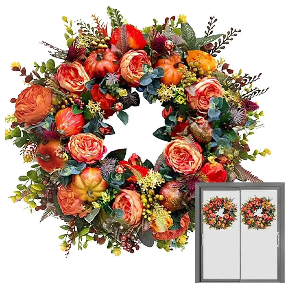 

45/50 cm Autumn Artificial Wreath Farmhouse Style Autumn Hanging Decoration
