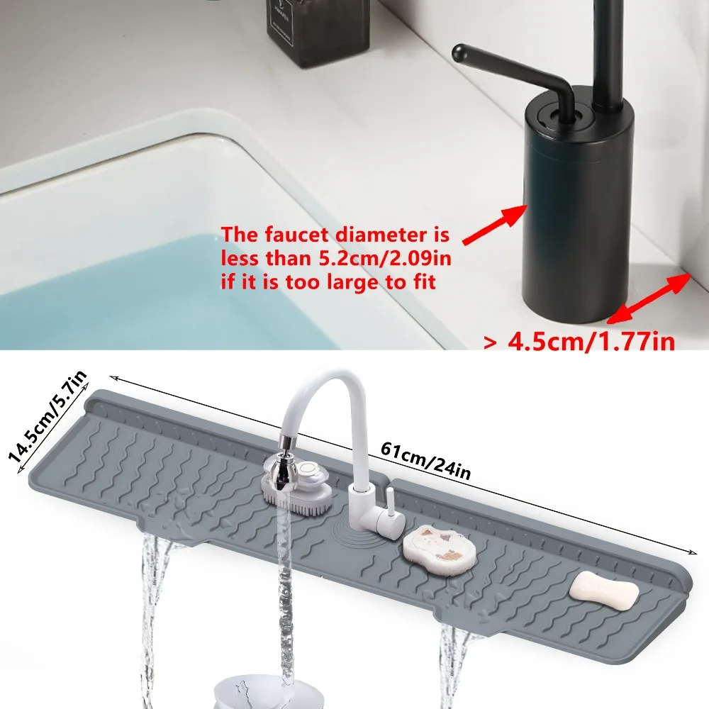 

Kitchen Faucet Silicone Splash Mat Sink Drainage Mat Sink Collection Mats Drainage Drying Mats Bathroom Countertop Protector