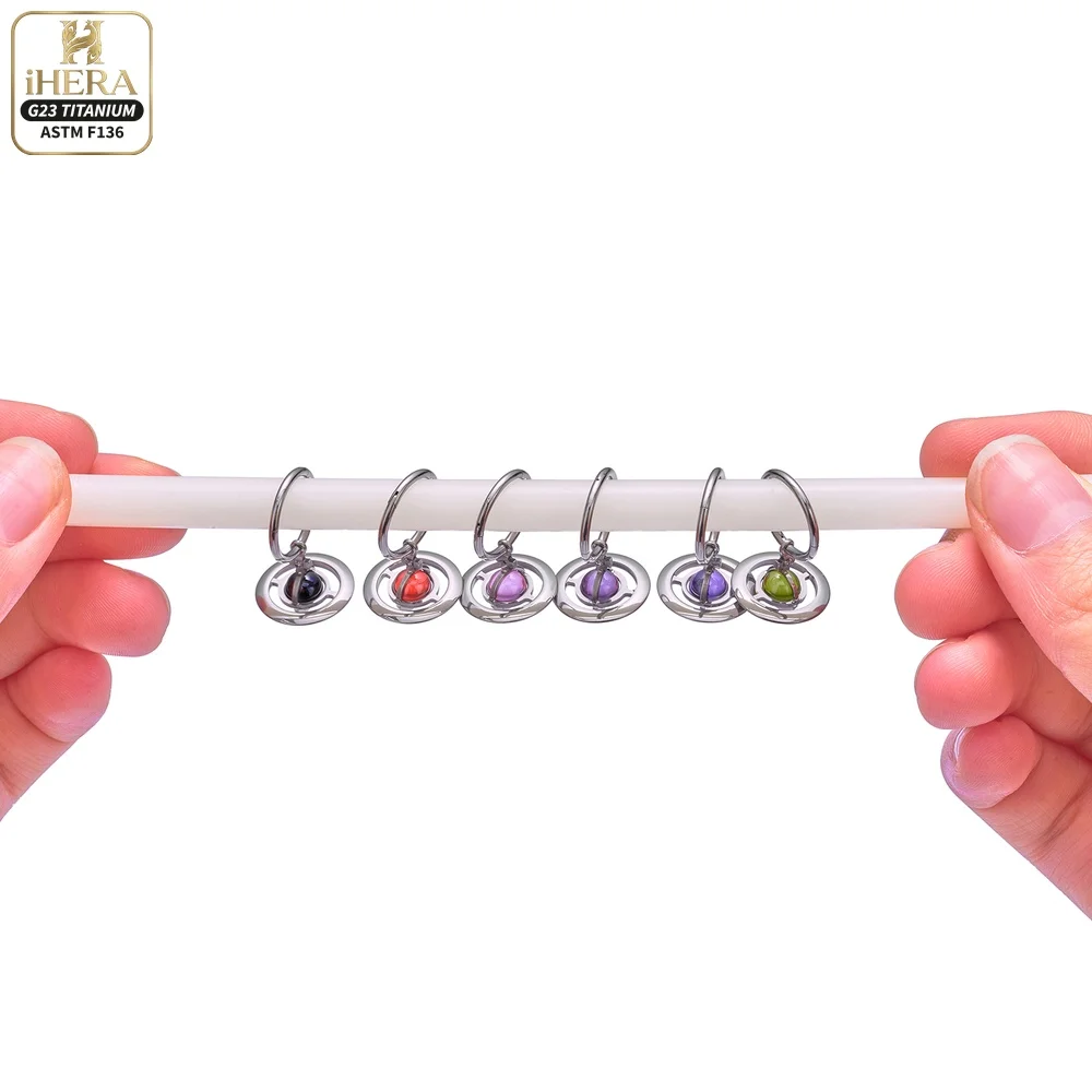 ASTM F136 Titan Piercing Segmentring mit Scharnier und Saturn-Anhänger, Septumring, Daith Clicker, Ohrknorpel-Ohrring, Lippen- und Nasenstecker – Detail 26