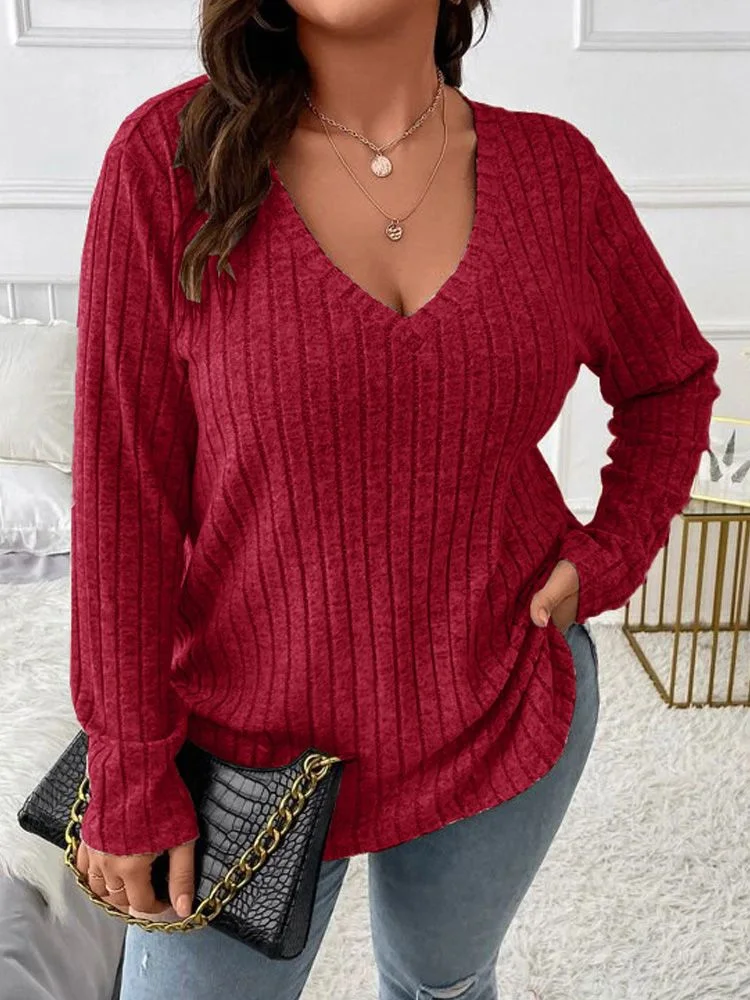 Spring Women's Long-Sleeve V-Neck Sweater, Loose-Fit Knit Top, Cozy Casual Vibe, Soft Skin-Friendly and Versatile Daily  Outfits