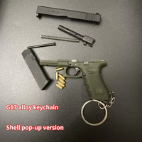1:3 G17 G34 Alloy Gun Model Shell Pop-up Version Metal Keychain Pendant Detachable Decompression Toy Military Fans Collection