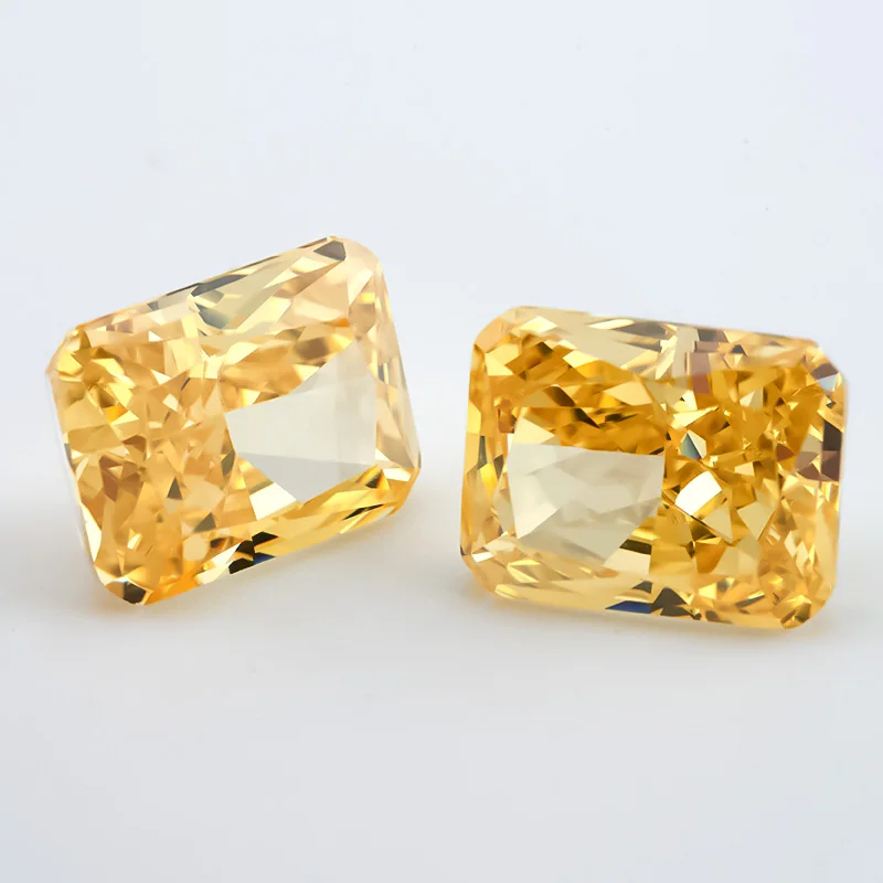 SHIQIER 05#Light Yellow Octangle Radiant Crushed Ice Cut Cubic Zirconia Stone 6x8mm 7x9mm 5A Loose CZ Synthetic Gems For Jewelry