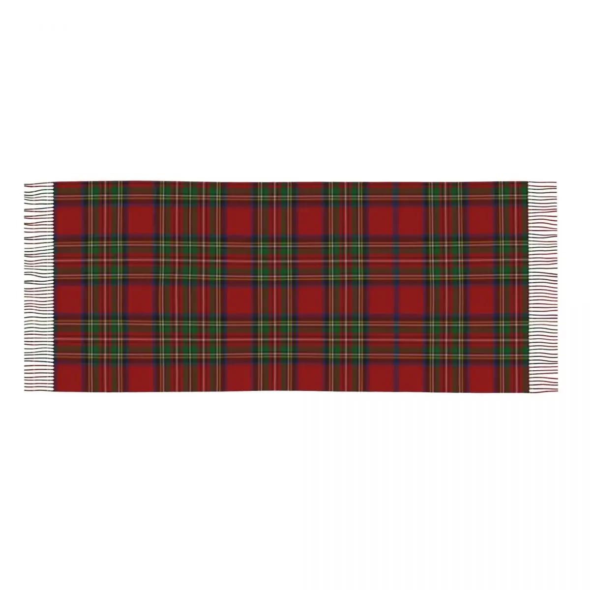 Mn Royal Stewart Tartan Clan Tassel Écharpe pour Femme, Châles Chauds, Wraps Géométriques Femme, Écharpes Vichy, Hiver