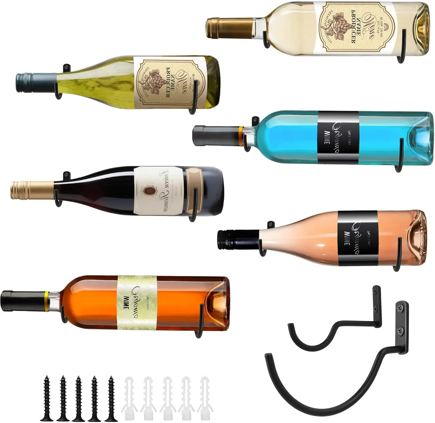 

Набор из 6 металлических настенных крючков для винных бутылок, устойчивых к ржавчине