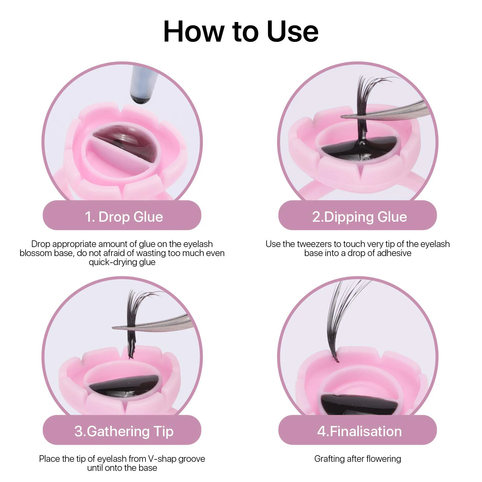 

100pcs Eyelash Extension Cup Pigment Holder Glue Ring Heart Shaped Makeup Tool Plastic Cups Durable Practical