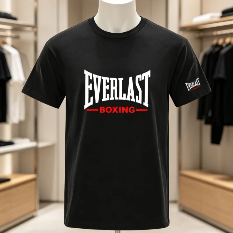 Street Fashion Logo - EVERLAST Boxing Logo Pattern Printed T-shirt