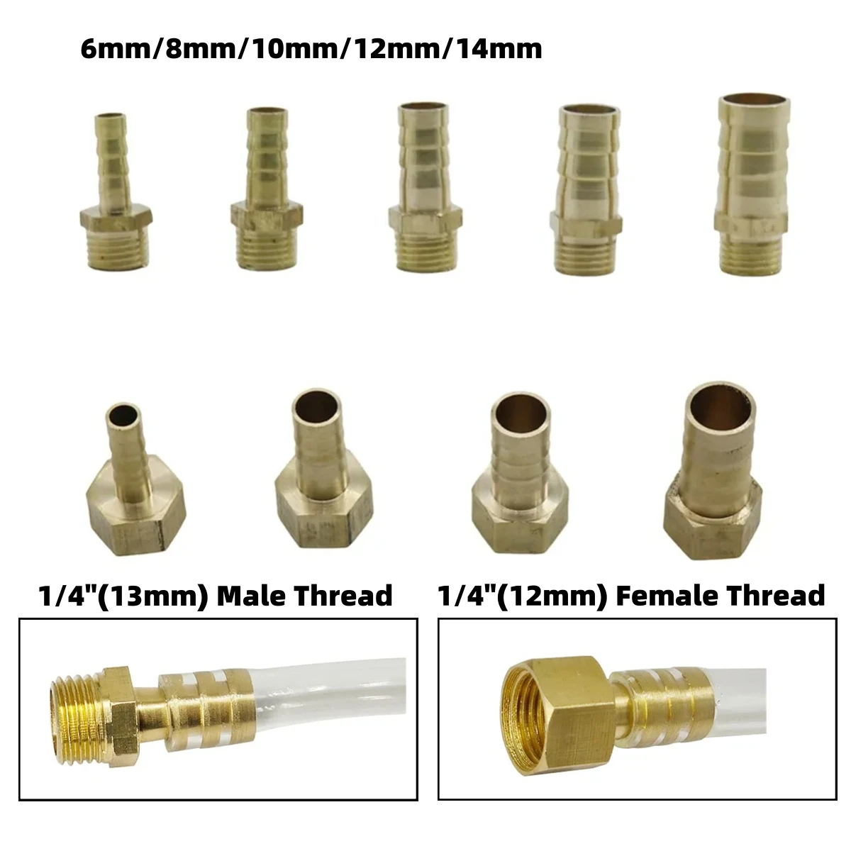 Brass Pagoda Straight Connector 1/4