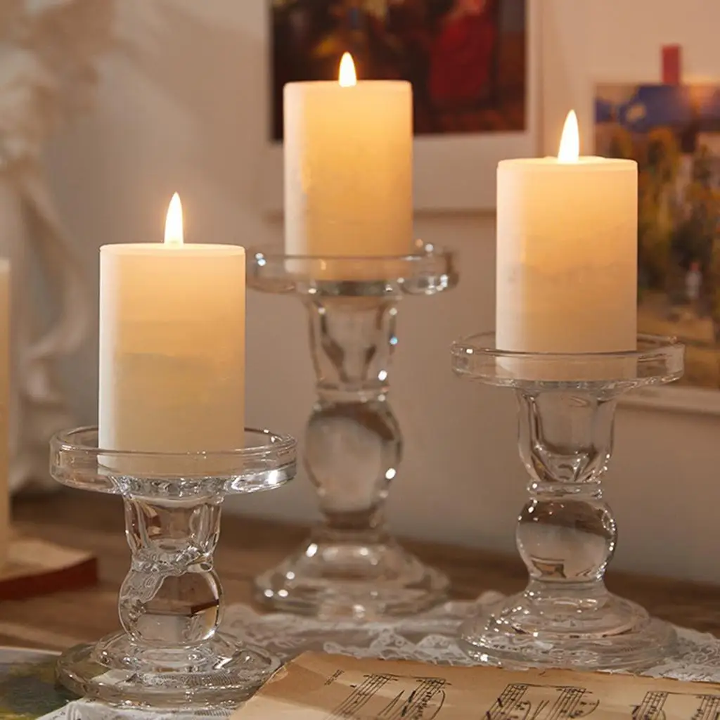 Klarer Glas-Kerzenhalter für Kegelkerzen, Hochzeits- und Heimdekoration, Kerzenständer