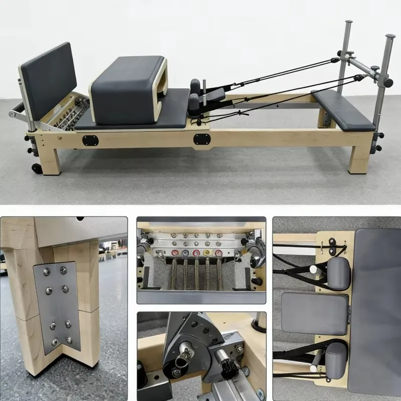 YTYINFactory Direct High Grade Solid Wood Maple Pilates Reformer High Weight Capacity For Gym Fitness Full Body Low Impact Worko