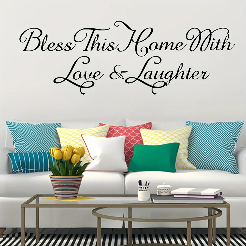 Bless This Home With Love Laughter Home Decor Vinyl Wall Stickers For Wedding  Removable Decor Wall Decals