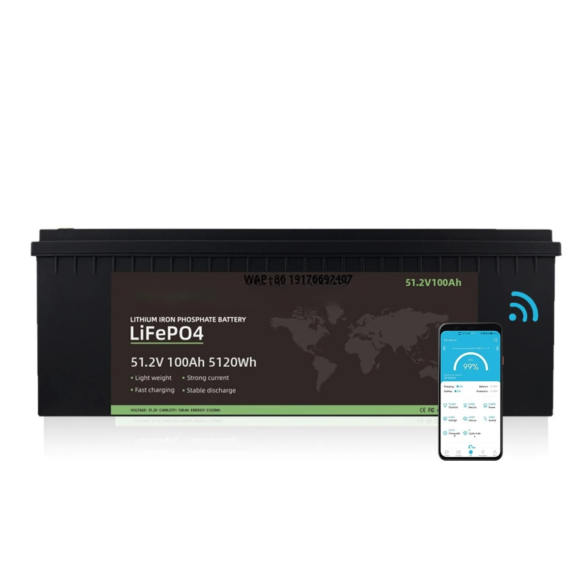 

Lithium Battery 48V 51.2V 100Ah 5kWh for Solar Energy Storage Maintenance-free Deep Cycle LifePO4 Battery Pack