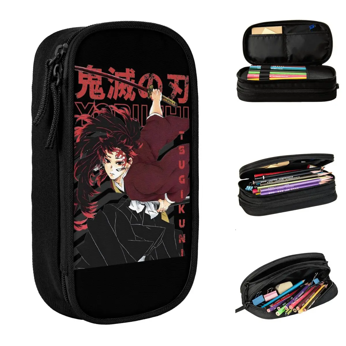 Yoriichi Tsugikuni Demoned Slayered Pencil Case Classic Pen Box Bags Girl Boy Big Capacity Students School Gifts Pencilcases