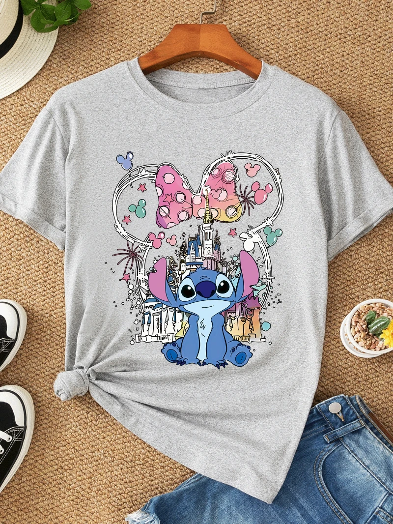 

Disney Authorized Women Casual and Fashionable Summer Round Neck Printed T-shirt Soft and Skin Friendly, Suitable for Daily Wear