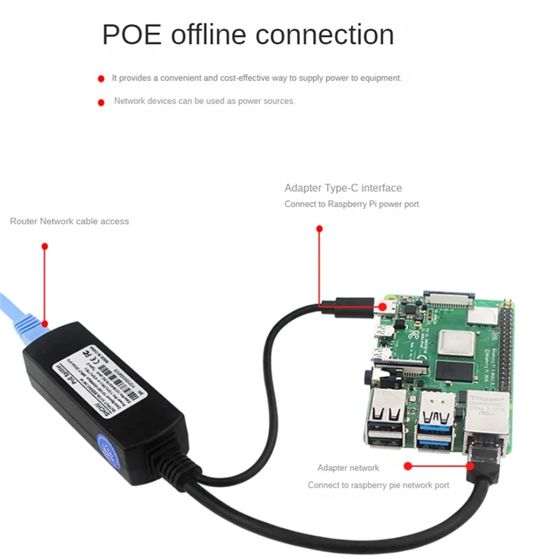 Gigabit POE Splitter 5V3A 1000Mbps tipe-c Power over Ethernet untuk IP kamera untuk 4