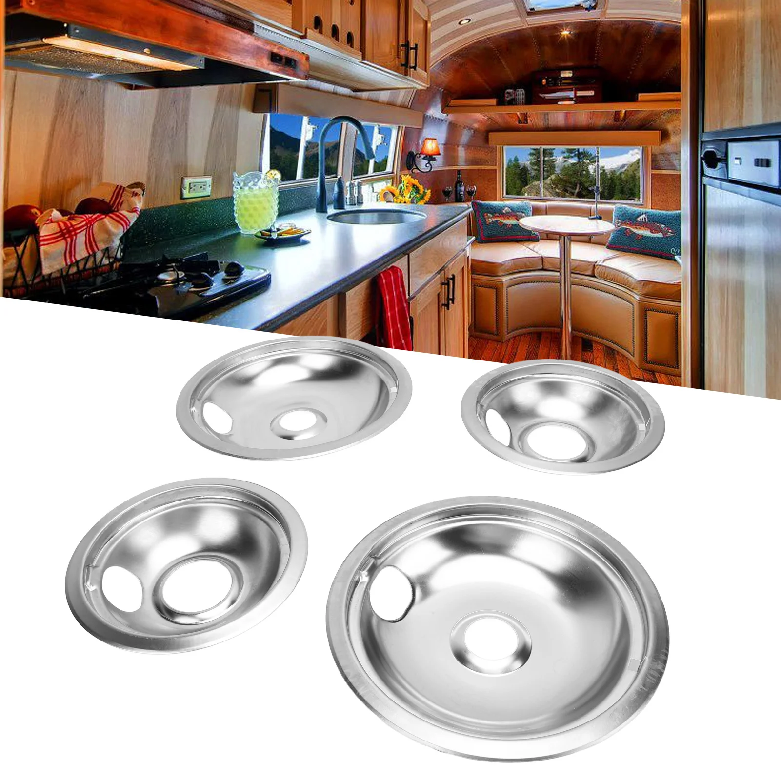 

Набор из 4 капель-поддонов для автофургонов W10278125 Набор капель из прочного металла с диапазоном 6 дюймов и 8 дюймов