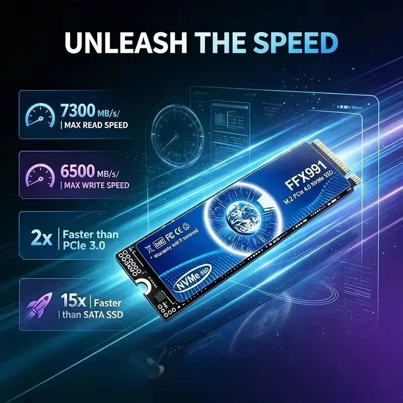 High Speed FFX991 M.2 SSD PCIe4.0x4 TLC 3D 7300MB/s 500GB 1TB 2TB 4TB NVME Internal Solid State Drive for PS5 Laptop Desktop PC