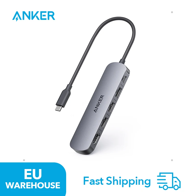 Anker USB C Hub (5-in-1), 4K @ 30Hz HDMI mit 100W Max. Stromversorgung, USB-C- und USB-A-Datenanschlüsse, kompakt und stilvoll
