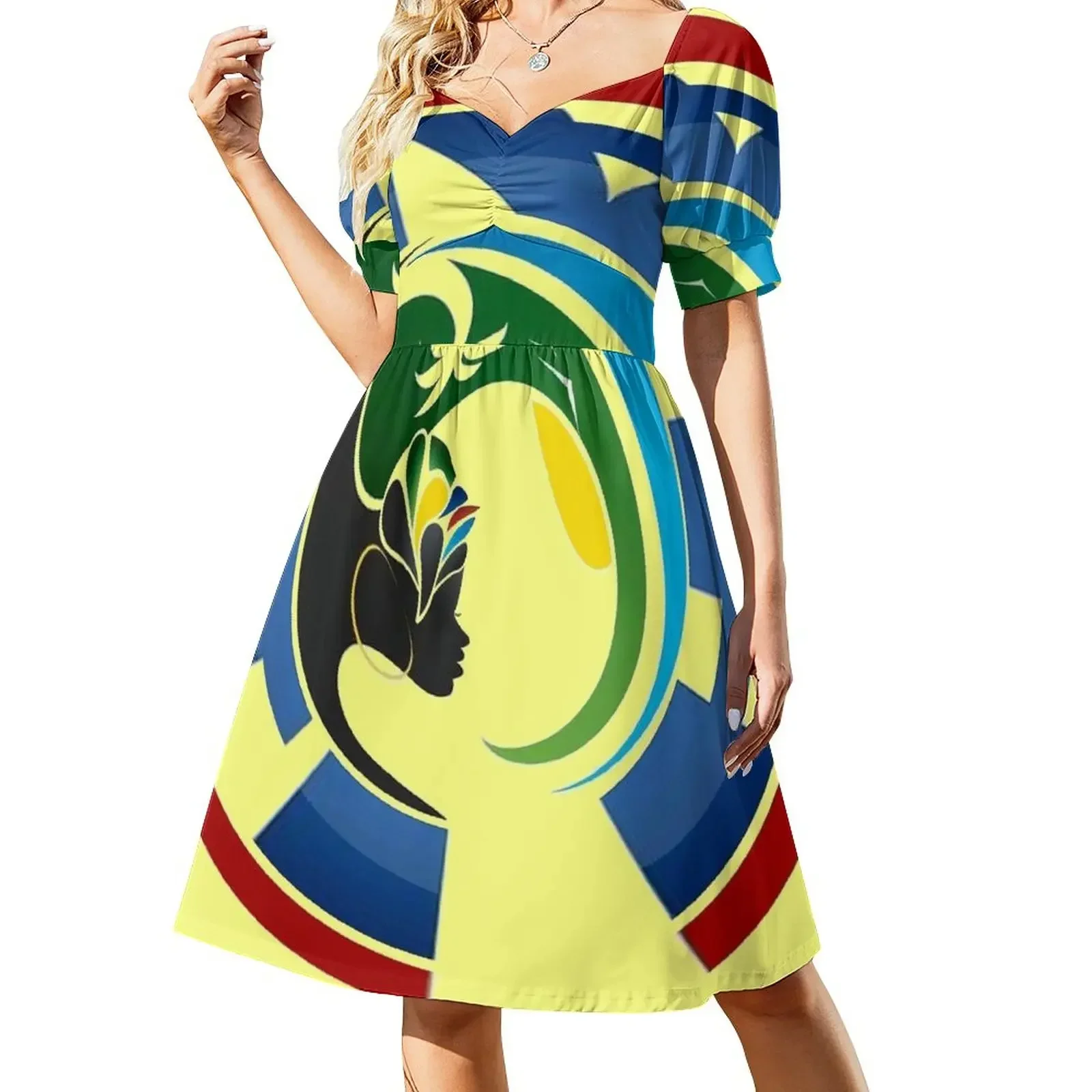 HAITI : Ultra-modern Travel Advertising Logo Print Sleeveless Dress Women's evening dress dress for women 2025