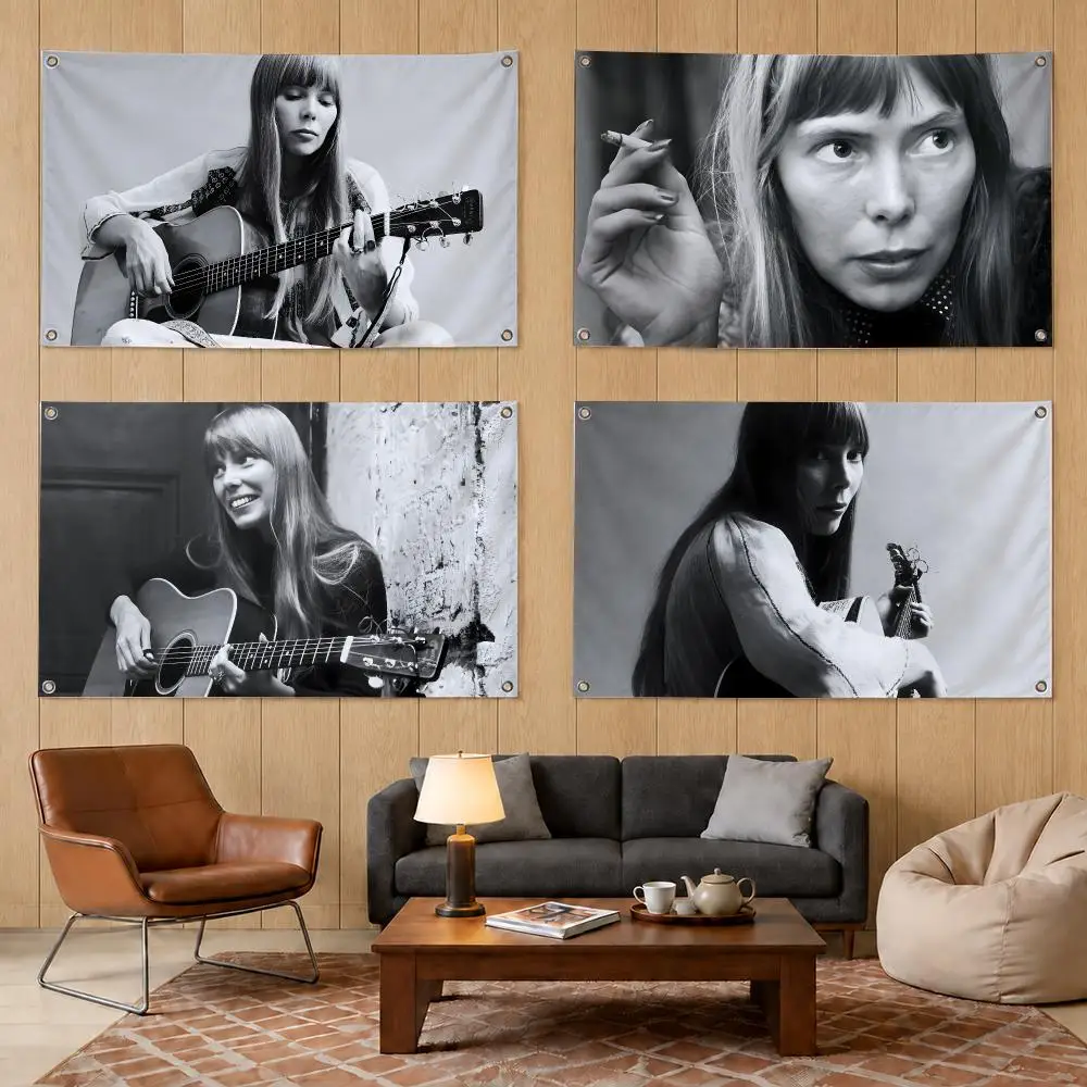 Joni Mitchell 70s Folk Music Singer Flags Decorative Banners Suitable For Outdoor Camping Family Parties And Garden Walls Gift