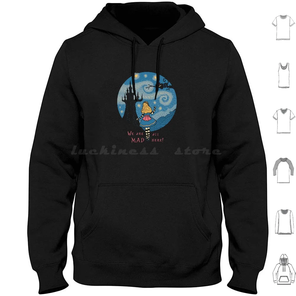 Starry Hoodies Long Sleeve Starry Van Gogh Fine Art Starry Night Alice In Alice Pop Culture