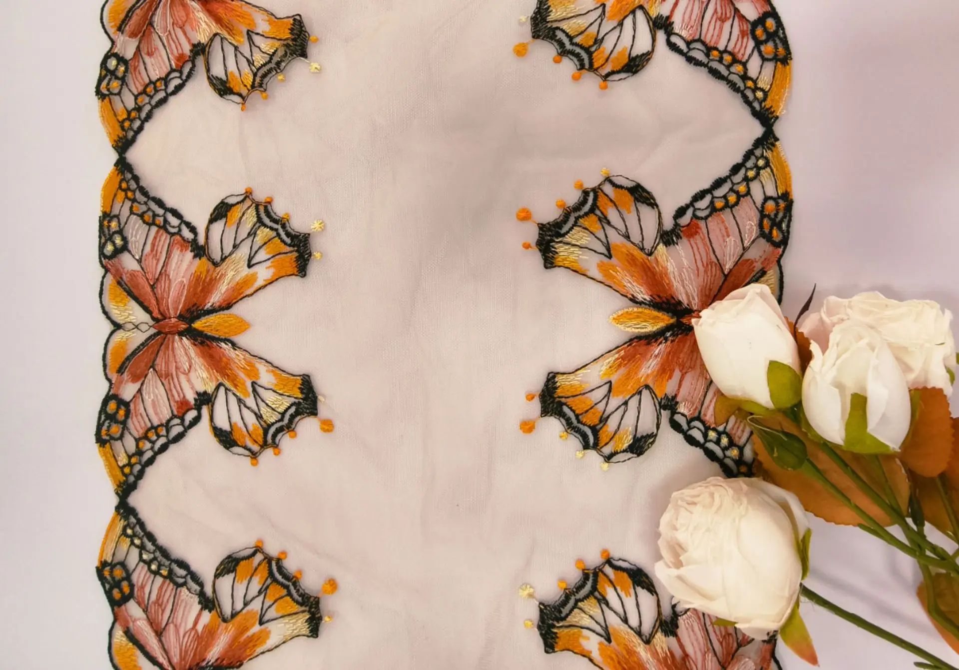 20 yards Two Tones Butterfly Embroidery Women\'s Clothing Accessories DIY Lace Underwear Decoration Multi-color Thread Flowers