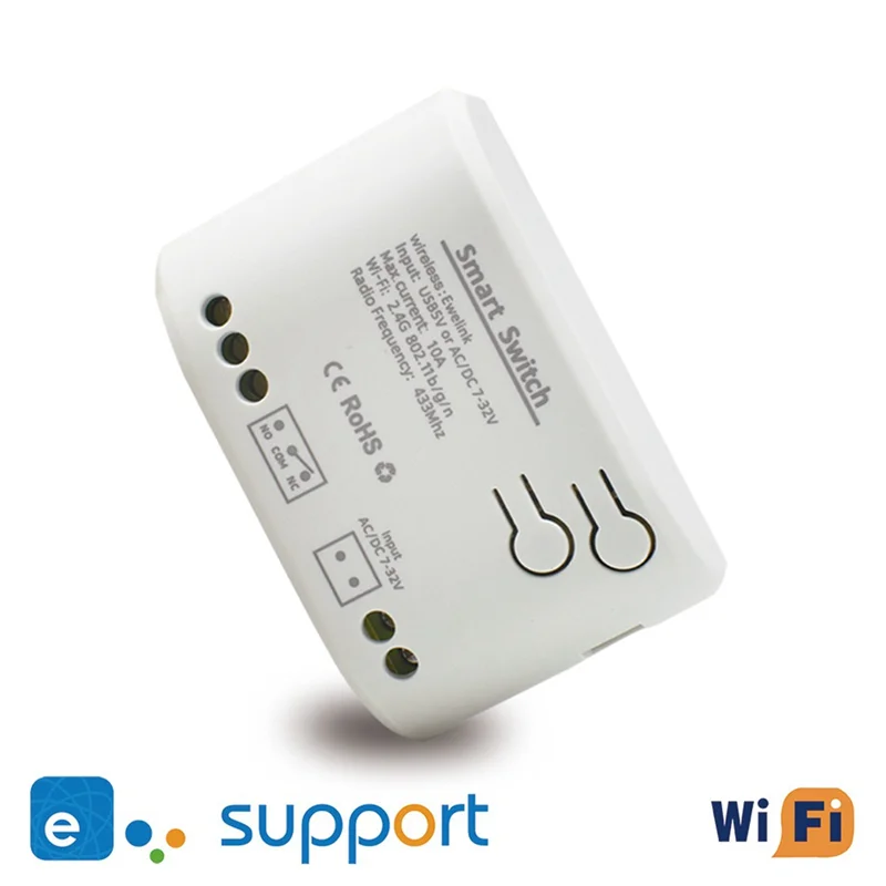 -MEOF Ewelink Módulo de interruptor Wifi inteligente Micro-USB 5V AC DC 7-32V RF433 Radio Control remoto 1 canal avance lento relé hogar inteligente