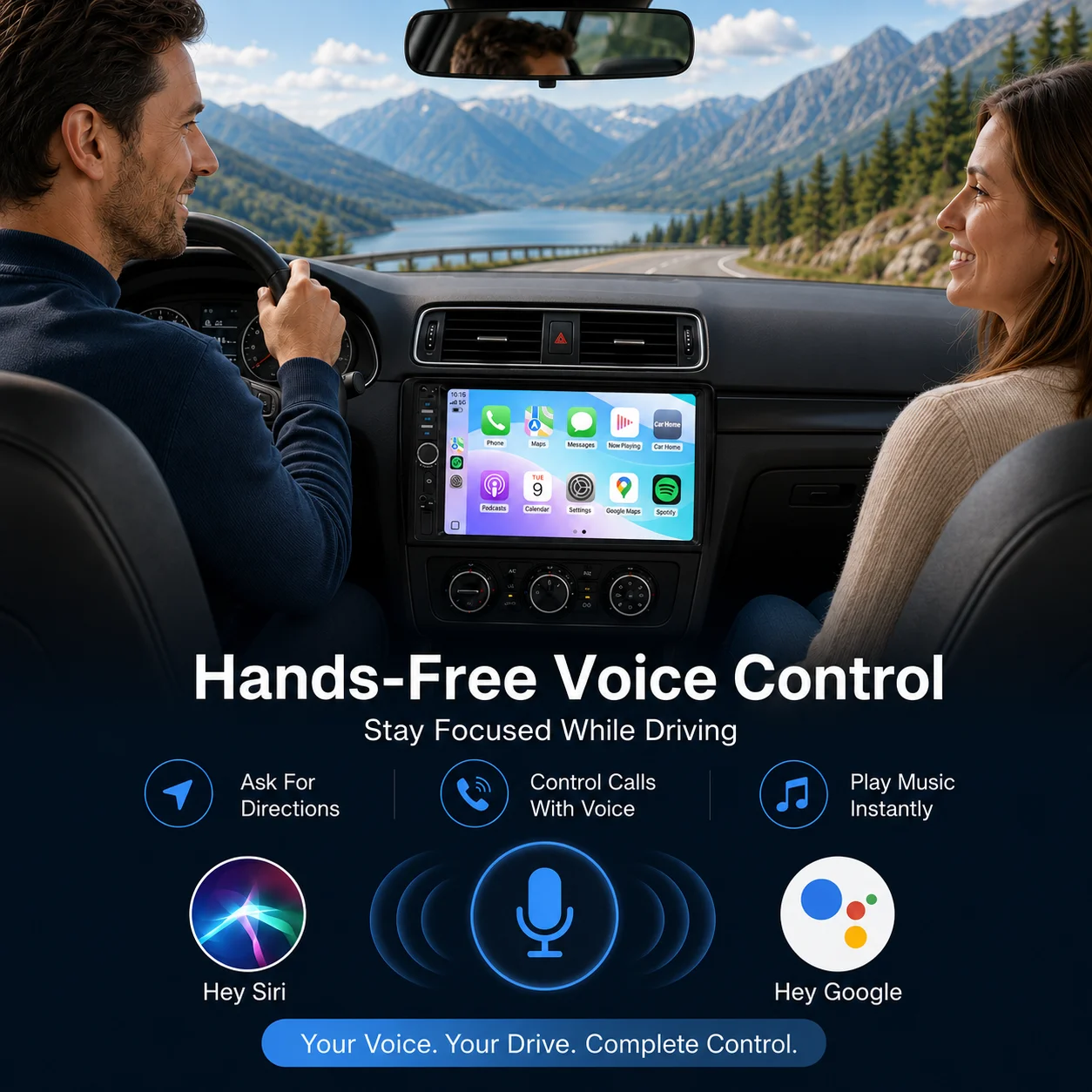 7 Inch 1 DIN Car Radio HD IPS Touchscreen with CarPlay, FM Receiver, Mirror Link, Car Stereo Multimedia Player, Car Monitor Unit