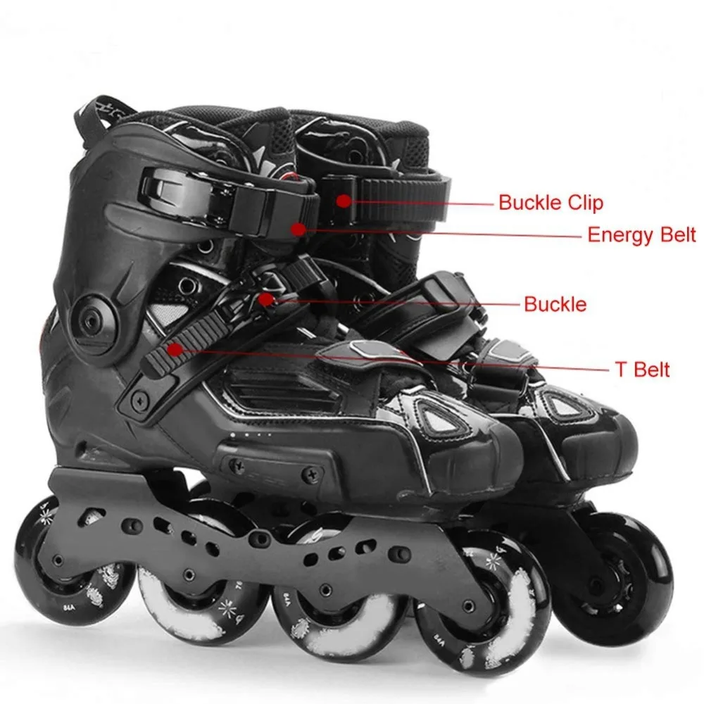 6PCS Adjustable Length Roller Skate Replacement Straps Nylon Durable Inline Skate Fastening Belt Secure Buckle Closure Black