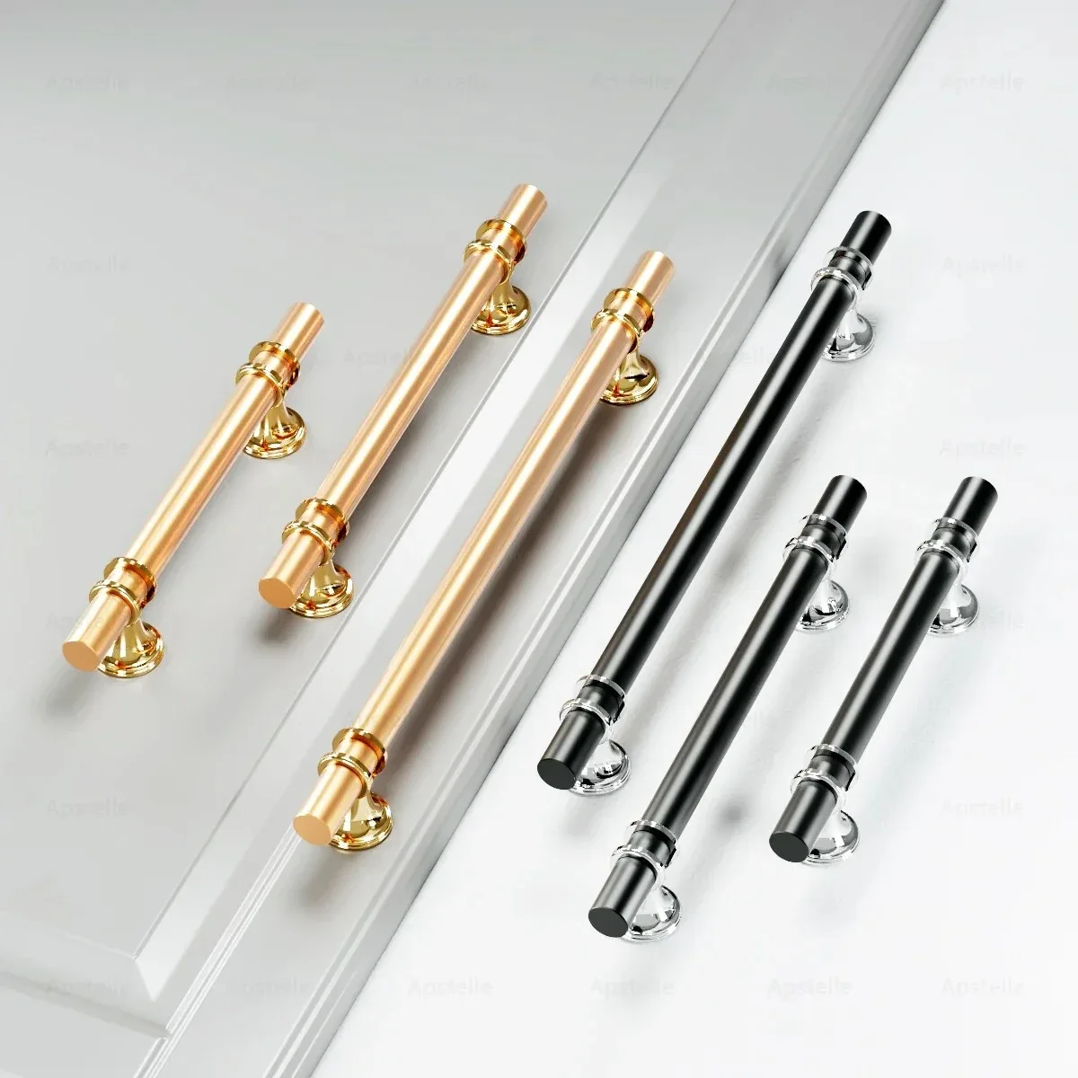 Wardrobe Furniture Hardware Drawer Cabinet Knob Zinc Alloy Black Gold Solid Cupboard Kitchen Handle T Bar House Pull