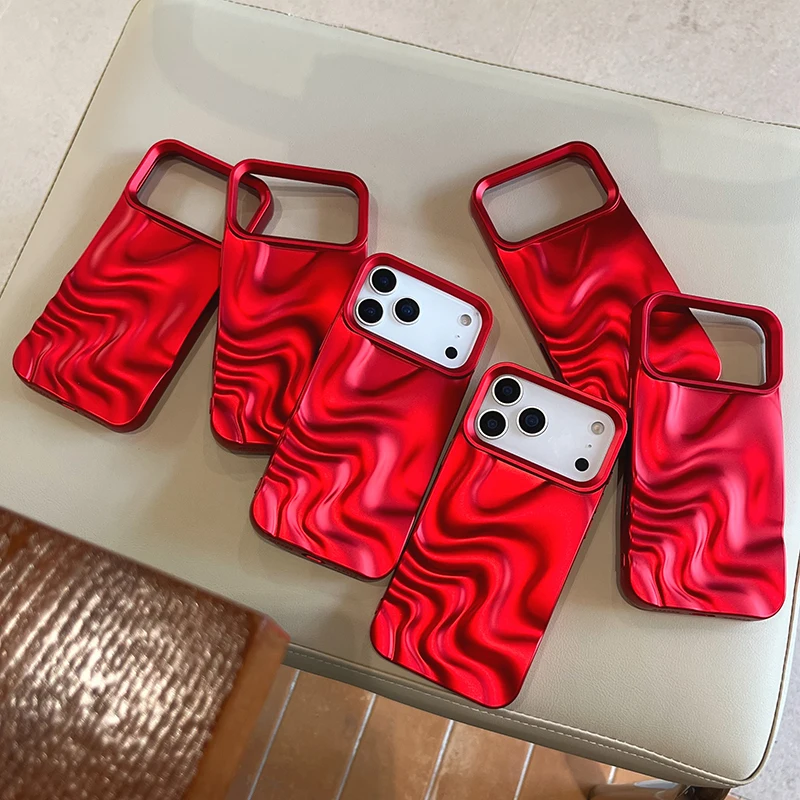 عيد الميلاد الأحمر مجسمة تموج الماء قضية الهاتف آيفون 17 برو ماكس الهواء 11 12 13 14 15 16 برو ماكس للصدمات بولي TPU الغطاء الخلفي