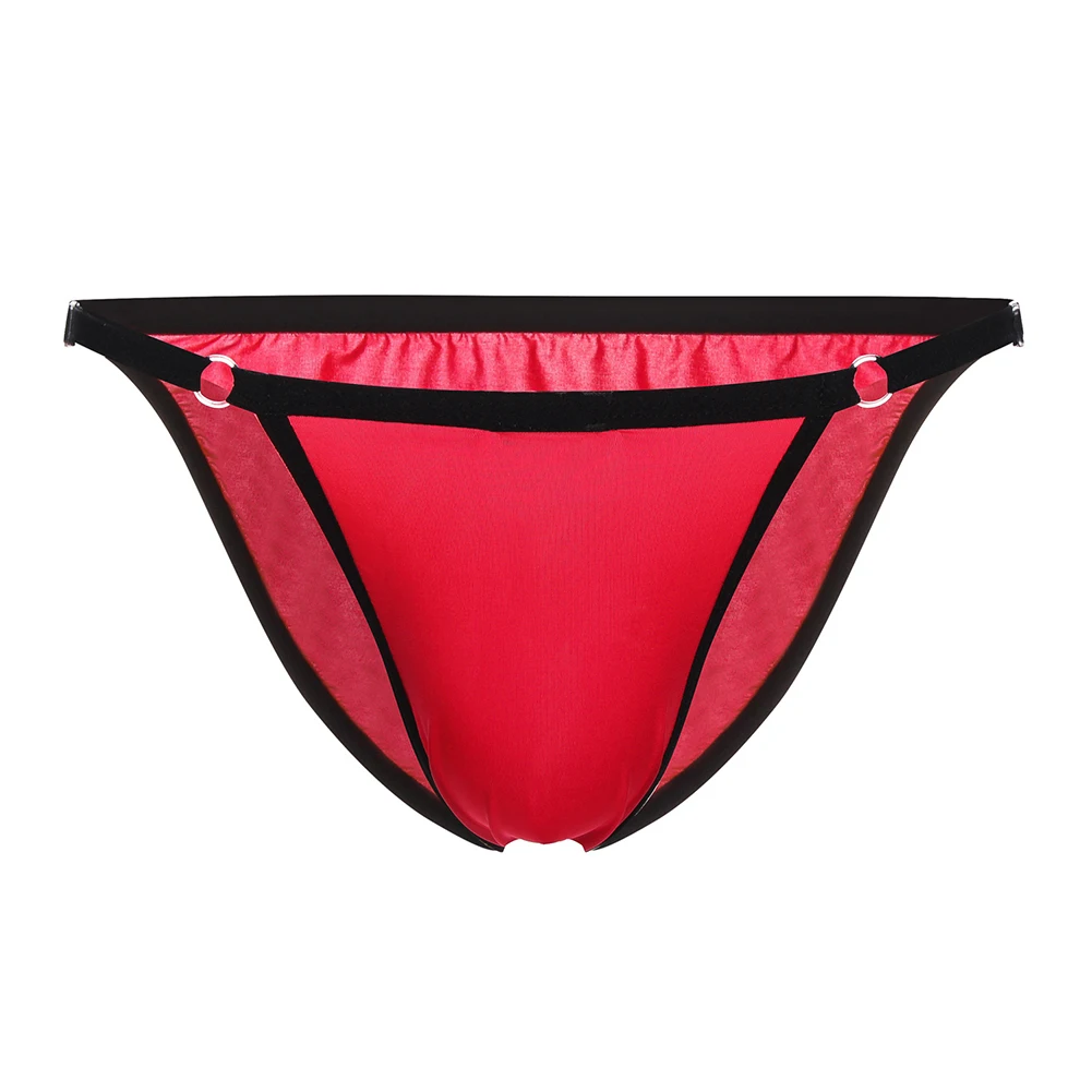 

Sexy Underwear Men Adjustable Pouch Ice Silk Transparent Low Waist Elastic Soft Underpants Men Lingerie Men's Triangular Panties
